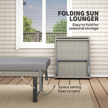 Folding Outdoor Lounge Chair, Wicker Chaise With Cushion, Grey Wicker Chaise Loungers at Gallery Canada