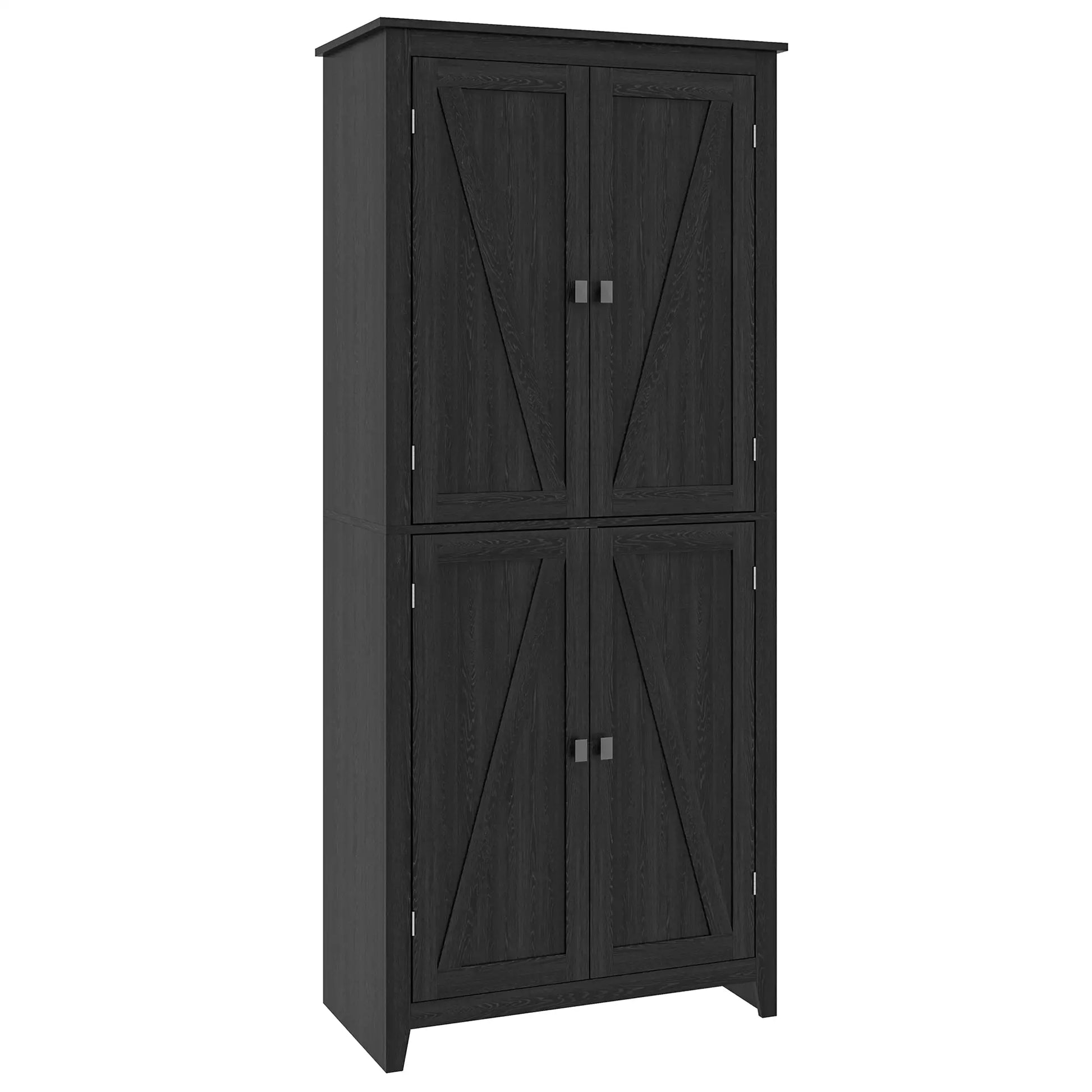 72" Freestanding Storage Cabinet, Kitchen Pantry with Doors, Shelves, Black Kitchen Pantry Cabinets Black at Gallery Canada