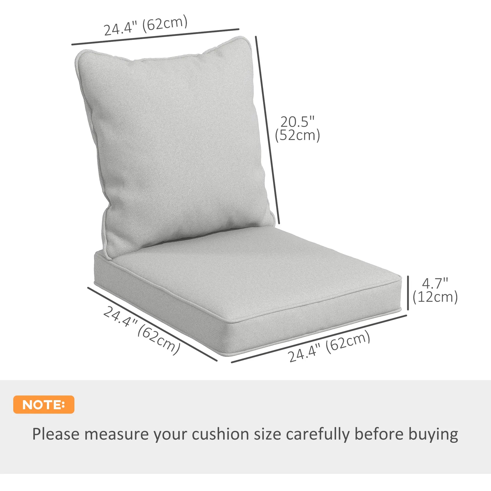 Seat Cushion Back Pillows Set of 2, Patio Chair Cushions, Light Grey, Grey Patio Chair Cushions at Gallery Canada