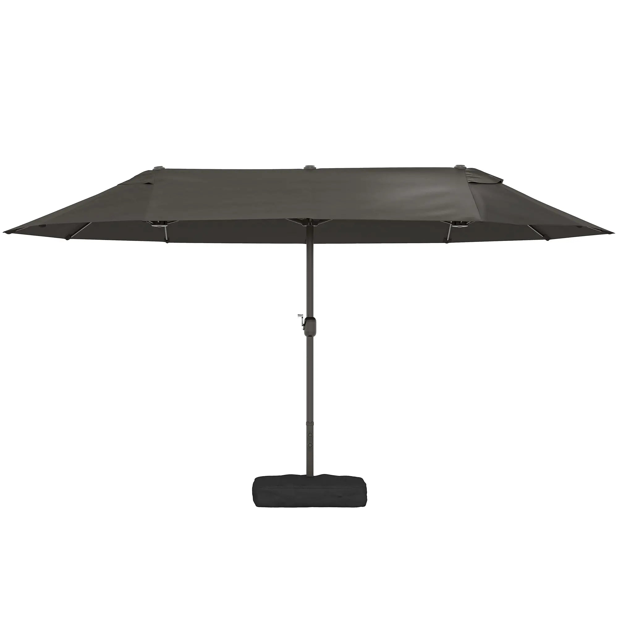 15' Outdoor Patio Umbrella, Twin Canopy Sunshade, Steel Table, Lift Crank, Dark Grey Sun Umbrellas at Gallery Canada