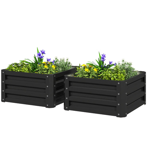 2' x 2' x 1' Raised Garden Bed, Galvanised Steel Frame, Black