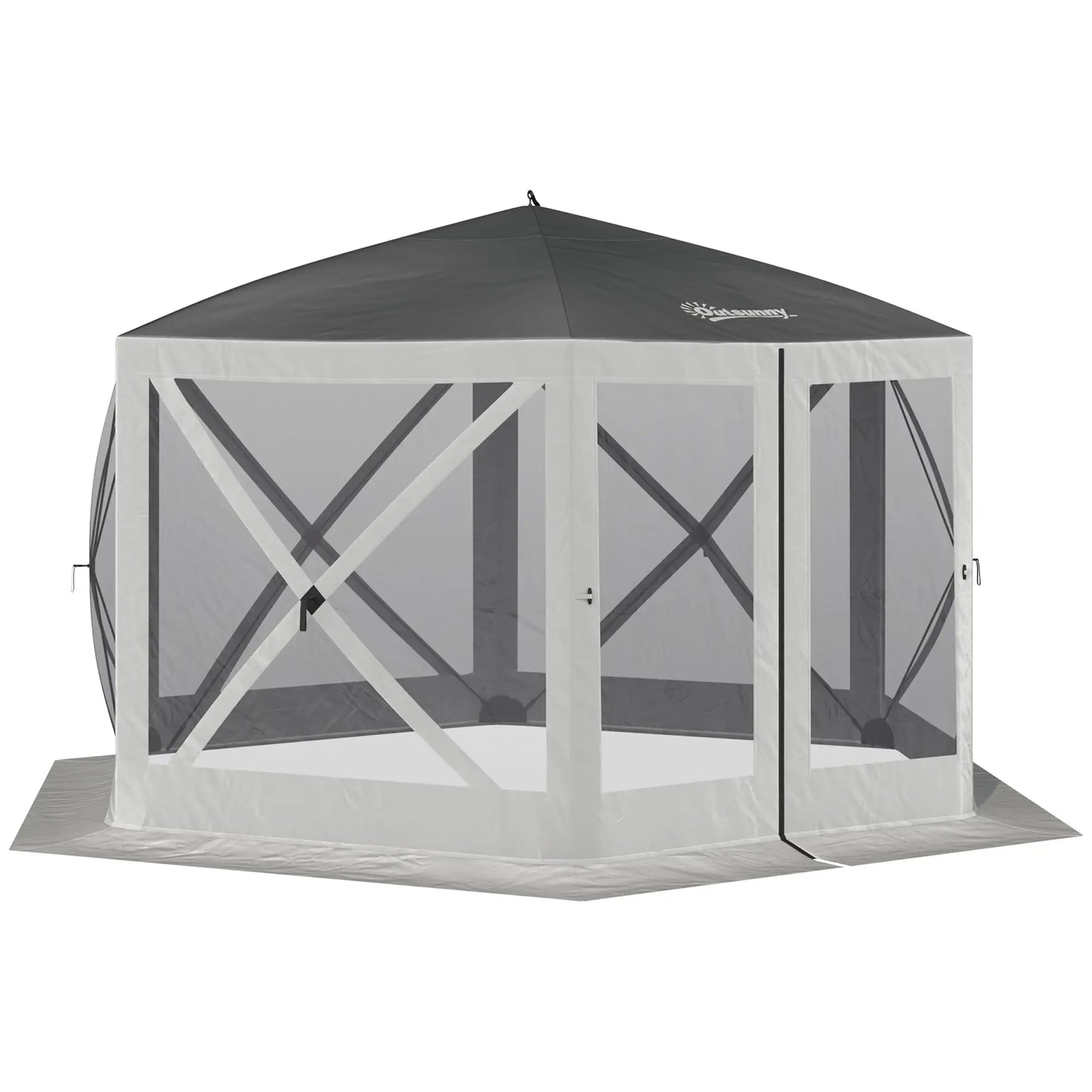 12' x 12' Hexagon Pop Up Screen Tent, Camping Shelter, Grey Pop Up Canopies at Gallery Canada