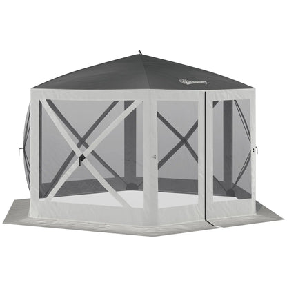 12' x 12' Hexagon Pop Up Screen Tent, Camping Shelter, Grey Pop Up Canopies at Gallery Canada