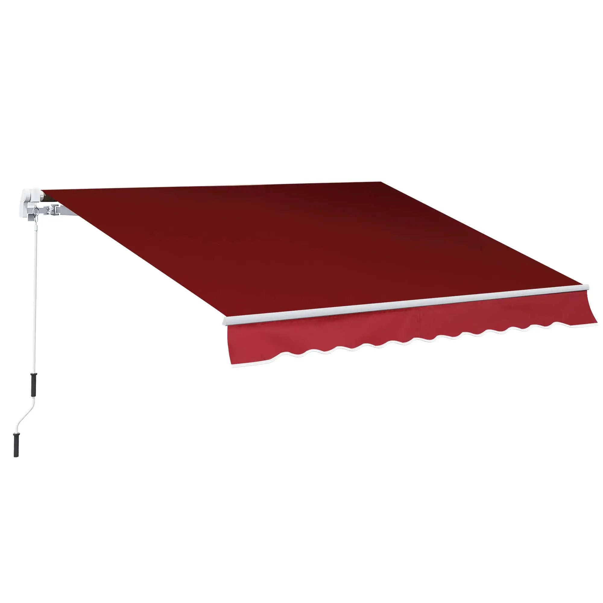 8'x7' Manual Retractable Patio Awning, Sun Shade, Wine Red Deck Awnings White Frame, Wine Red Fabric at Gallery Canada