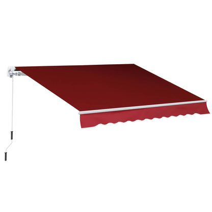 8'x7' Manual Retractable Patio Awning, Sun Shade, Wine Red Deck Awnings White Frame, Wine Red Fabric at Gallery Canada