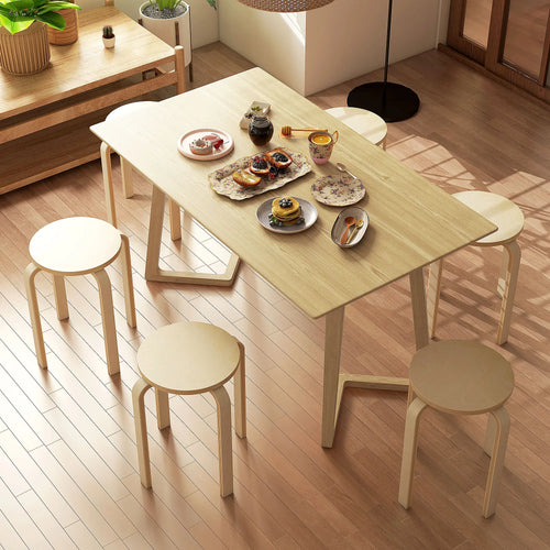 Round Stackable Chairs Set of 6, 18-Inch Backless Stools
