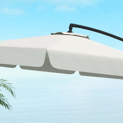 11 FT Cantilever Patio Umbrella, Cross Base, 8 Ribs, Cream White Offset Cantilever Umbrellas at Gallery Canada