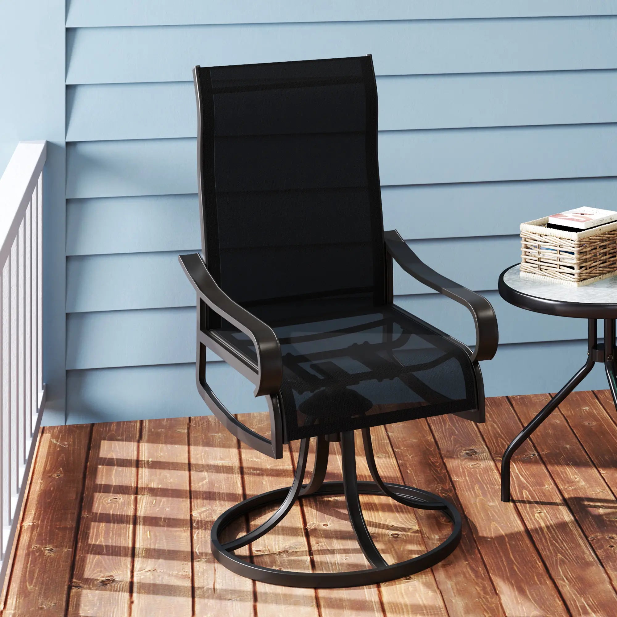 2-Piece Swivel Patio Dining Chairs, 360° Swivel Rocking, Black Patio Chairs at Gallery Canada