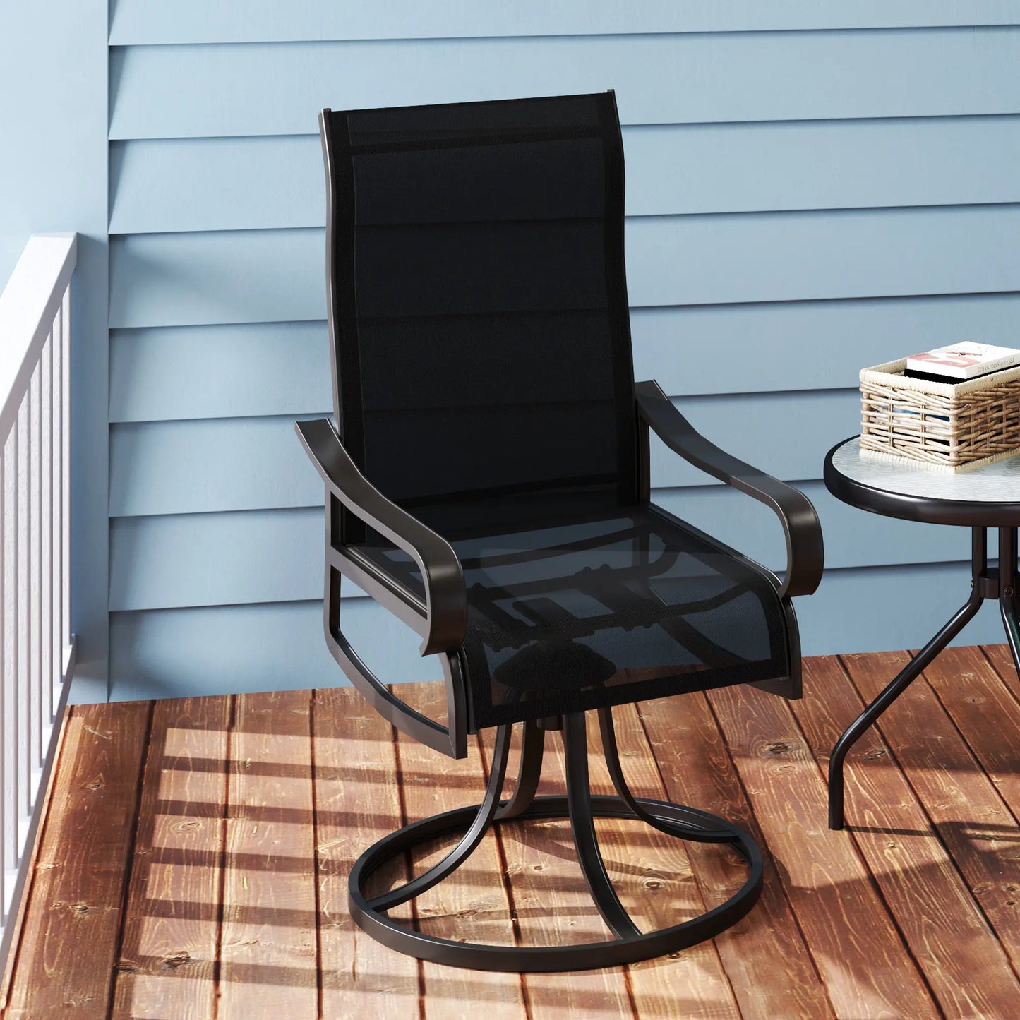 2-Piece Swivel Patio Dining Chairs, 360° Swivel Rocking, Black Patio Chairs at Gallery Canada