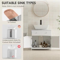 Meuble de salle de bain moderne avec vasque, rangement sous évier, blanc