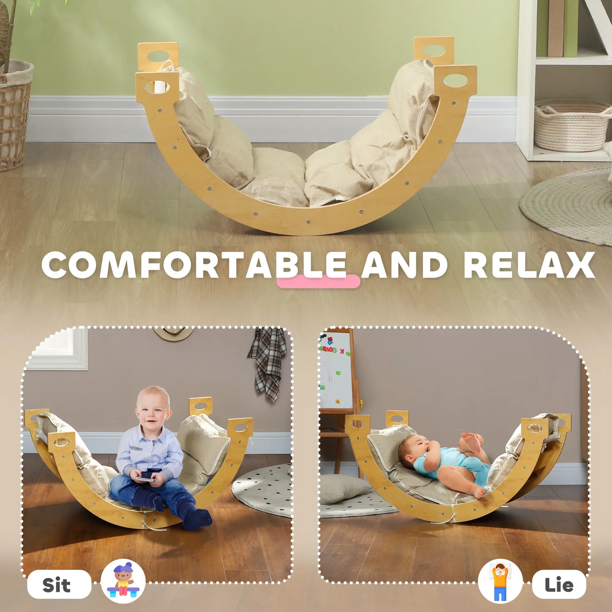 3 in 1 Wooden Climbing Toy for Toddlers, Cushion Pad Baby Gym & Playmats at Gallery Canada