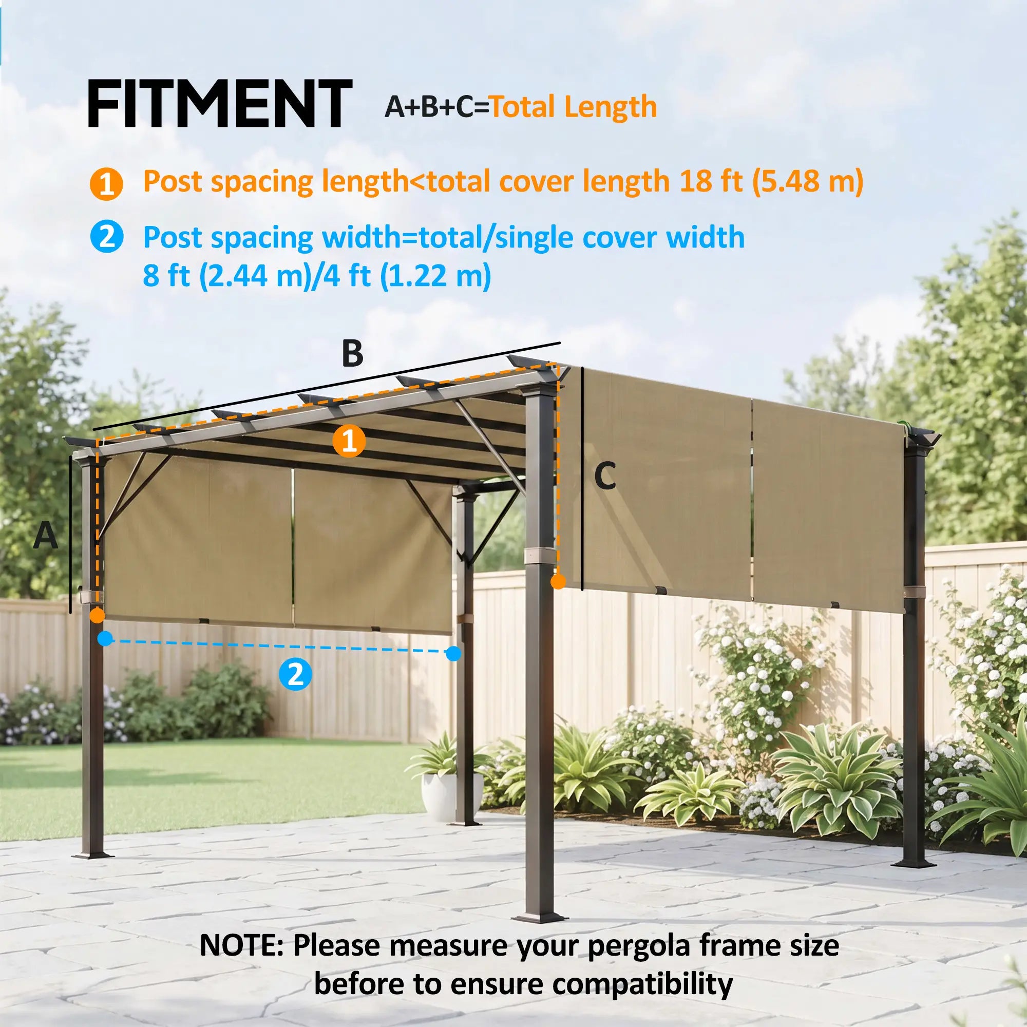 2 Pcs UV Protection Pergola Replacement Canopy, 10' x 10', Sand Gazebo Canopy Replacement at Gallery Canada