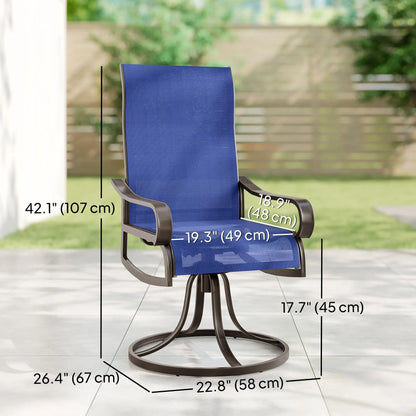 Swivel Rocking Outdoor Chairs, Set of 2, Breathable Mesh, Navy Blue Bistro Sets at Gallery Canada
