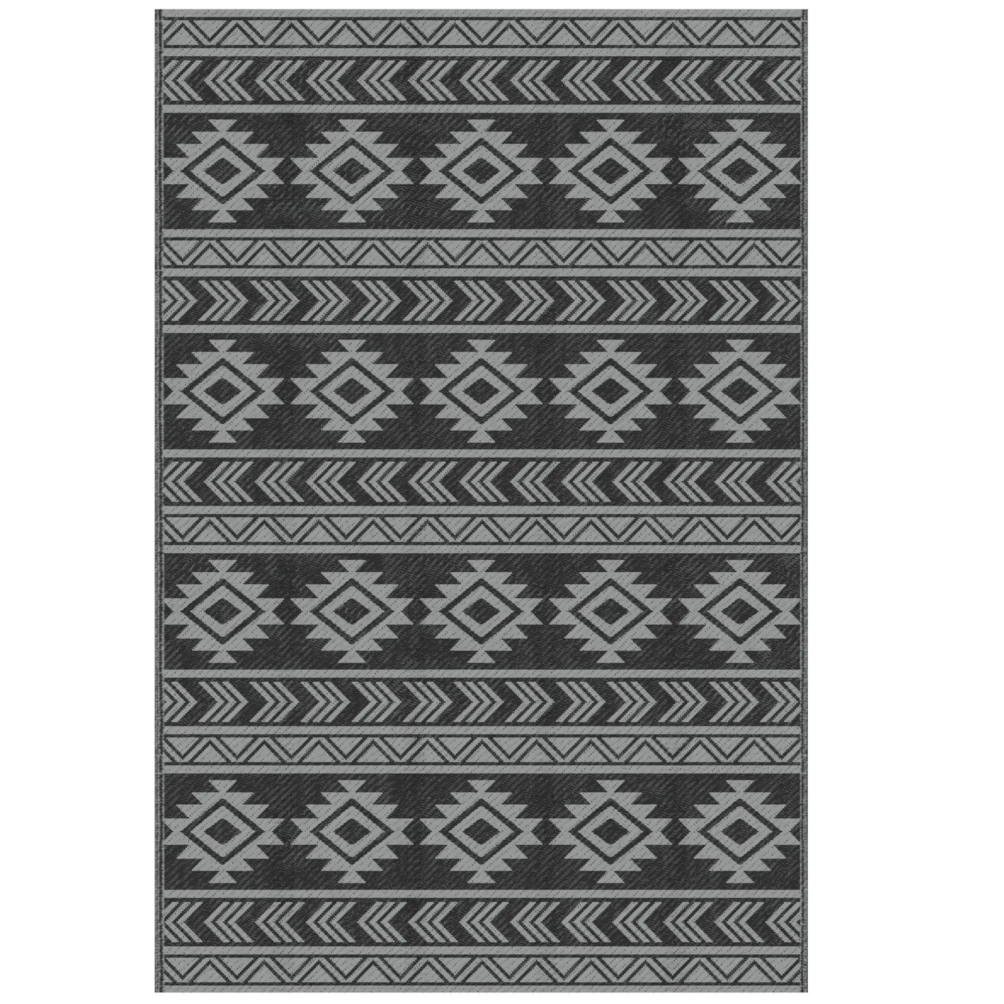 Reversible Outdoor RV Rug, Patio Mat, 6' x 9', Black & Grey Garden Decor Black and Grey at Gallery Canada