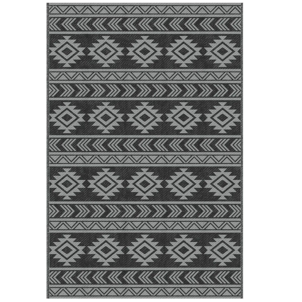 Reversible Outdoor RV Rug, Patio Mat, 6' x 9', Black & Grey Garden Decor Black and Grey at Gallery Canada