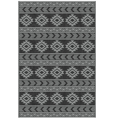 Reversible Outdoor RV Rug, Patio Mat, 6' x 9', Black & Grey Garden Decor Black and Grey at Gallery Canada
