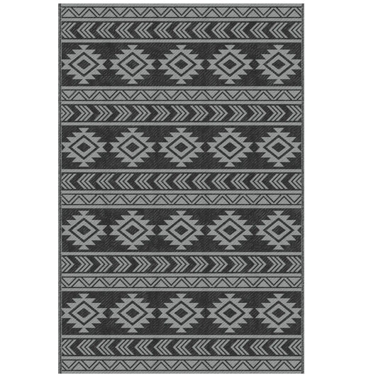 Reversible Outdoor RV Rug, Patio Mat, 6' x 9', Black & Grey Garden Decor Black and Grey at Gallery Canada