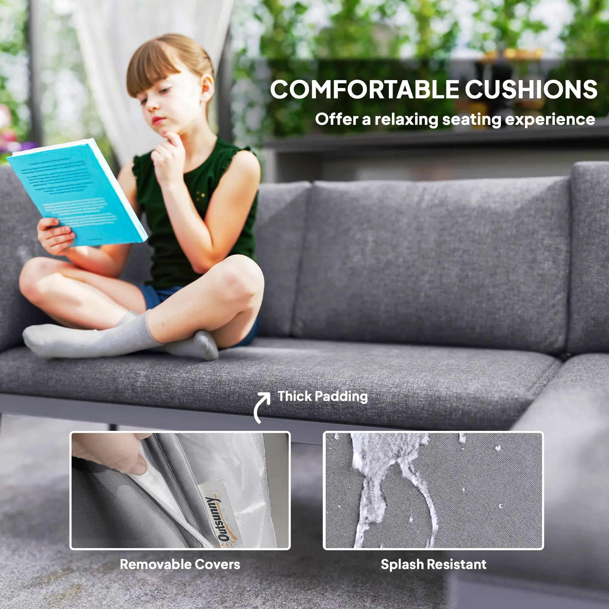 3 Pc Outdoor Furniture Set, L Shaped Wicker, Steel Table, Grey Patio Furniture Sets at Gallery Canada