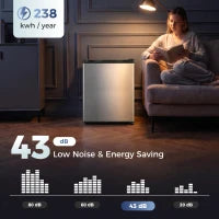 Réfrigérateur mini 2,6 pieds cubes, réfrigérateur compact à porte unique, argent