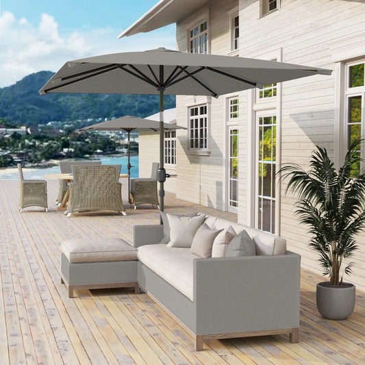 6.5x9.6ft Rectangle Aluminum Patio Umbrella, Outdoor Sunshade, Light Grey Sun Umbrellas Light Grey at Gallery Canada