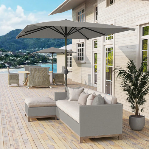 6.5x9.6ft Rectangle Aluminum Patio Umbrella, Outdoor Sunshade, Light Grey