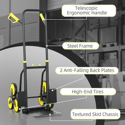 6-Wheels Stair Climber Cart, Foldable Steel, 264lbs Capacity, Yellow Folding Hand Trucks at Gallery Canada