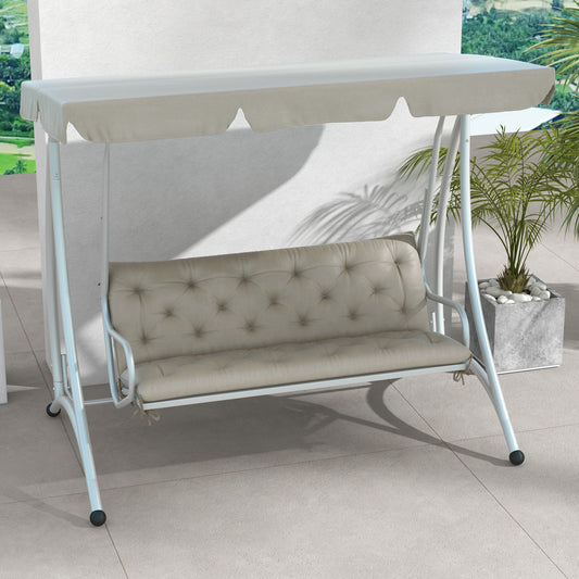 3-Seater Outdoor Bench Swing Chair Replacement Cushions for Patio Garden, Light Grey - Gallery Canada