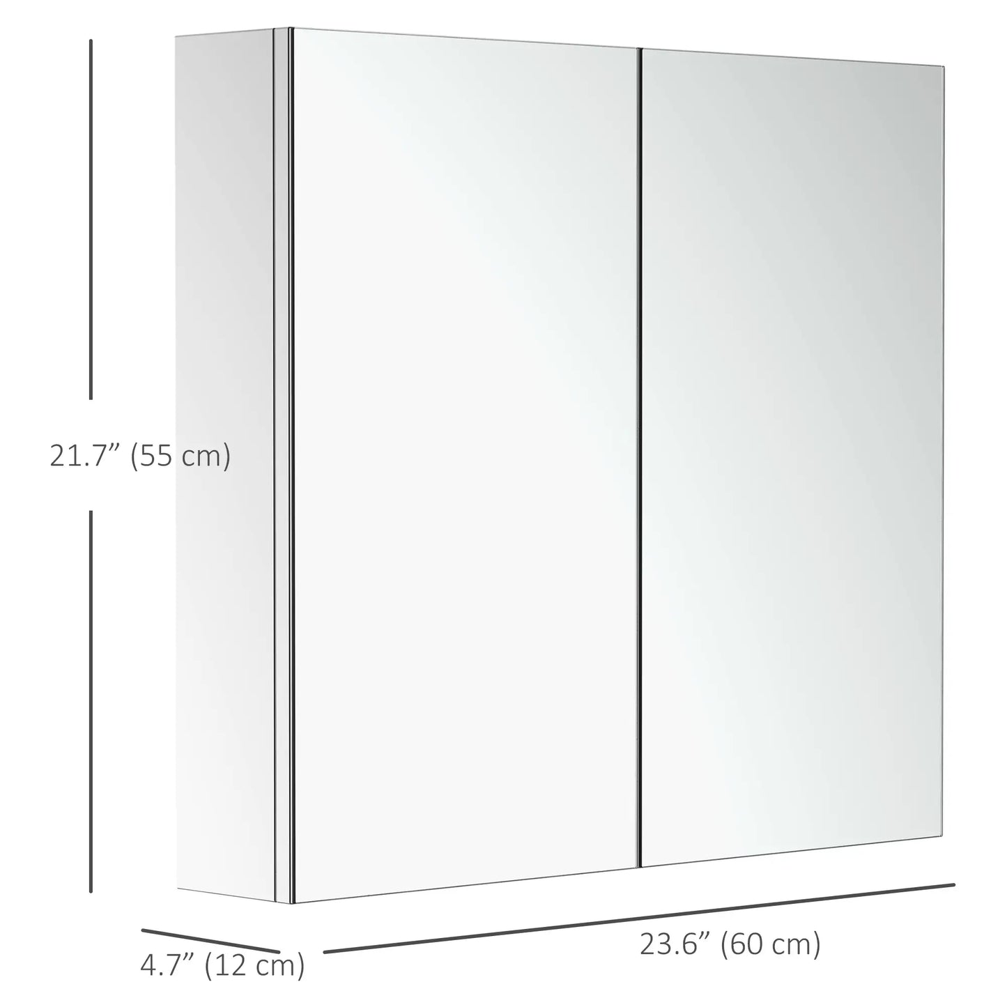 Wall Mounted Mirror Cabinet, Bathroom Medicine Cabinet, 2 Doors, 3-Tier Shelving, Silver Mirror Medicine Cabinets at Gallery Canada