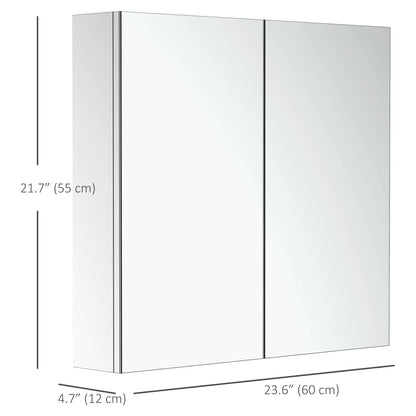Wall Mounted Mirror Cabinet, Bathroom Medicine Cabinet, 2 Doors, 3-Tier Shelving, Silver Mirror Medicine Cabinets at Gallery Canada
