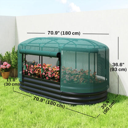 6' x 3' Galvanized Raised Garden Bed, Crop Cage Net Cover, Watering System, Dark Grey Raised Garden Beds at Gallery Canada