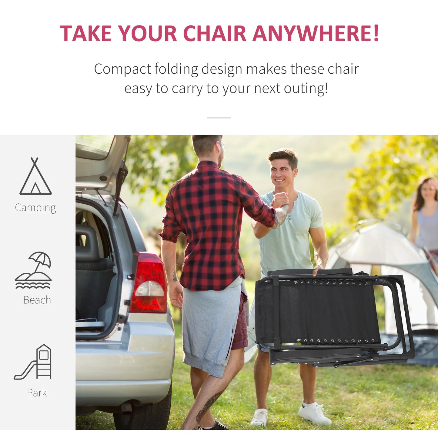 Zero Gravity Reclining Chair, Adjustable Backrest, Folding Sun Lounger, Removable Cushion, Headrest, Wine Red Lounger Chairs at Gallery Canada