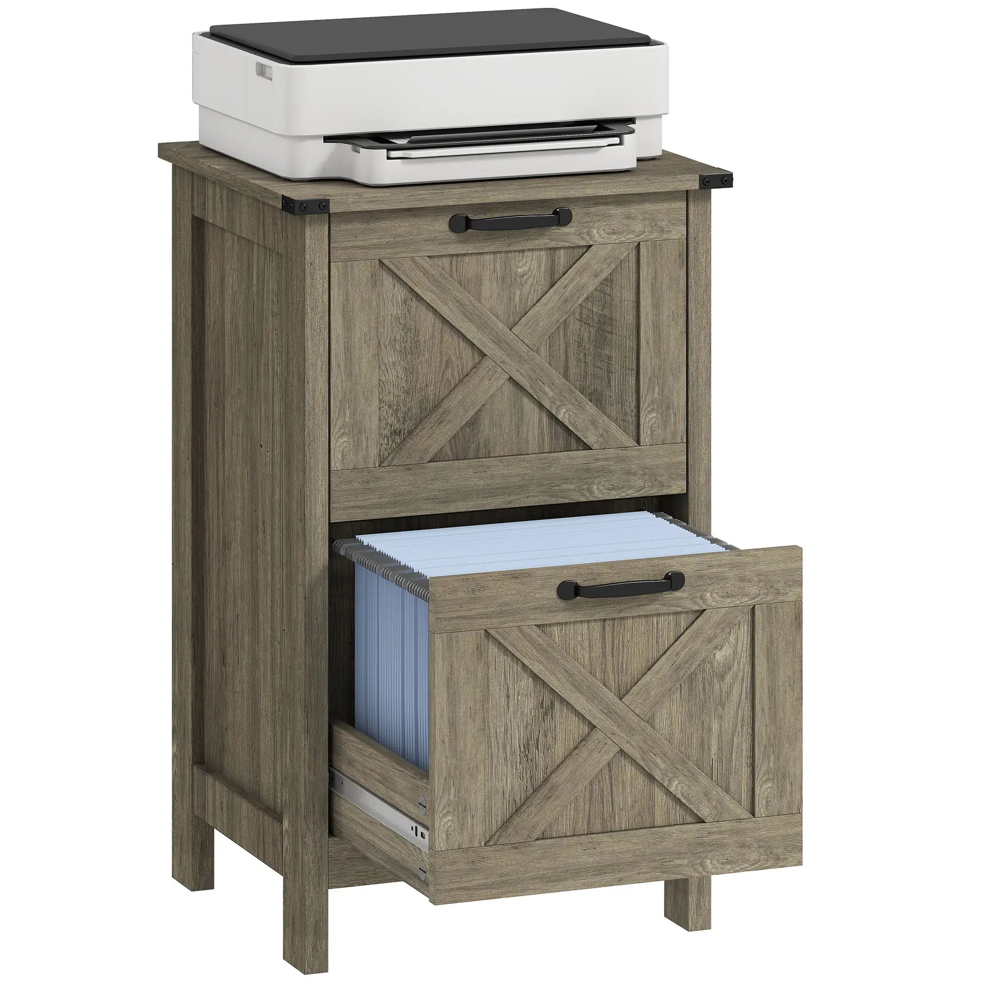 Vertical 2-Drawer Filing Cabinet, Rustic Farmhouse, Letter Size, Grey Wash Office Cabinets & Cupboards at Gallery Canada