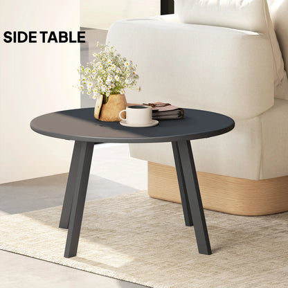 Table d'appoint extérieure ronde, cadre en métal, patins antidérapants, noir