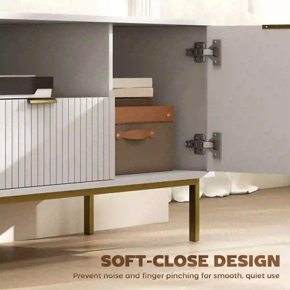 TV Console For 50 Inch TVs, Smart RGB LED Lights, Soft Close Doors, White TV Stands at Gallery Canada