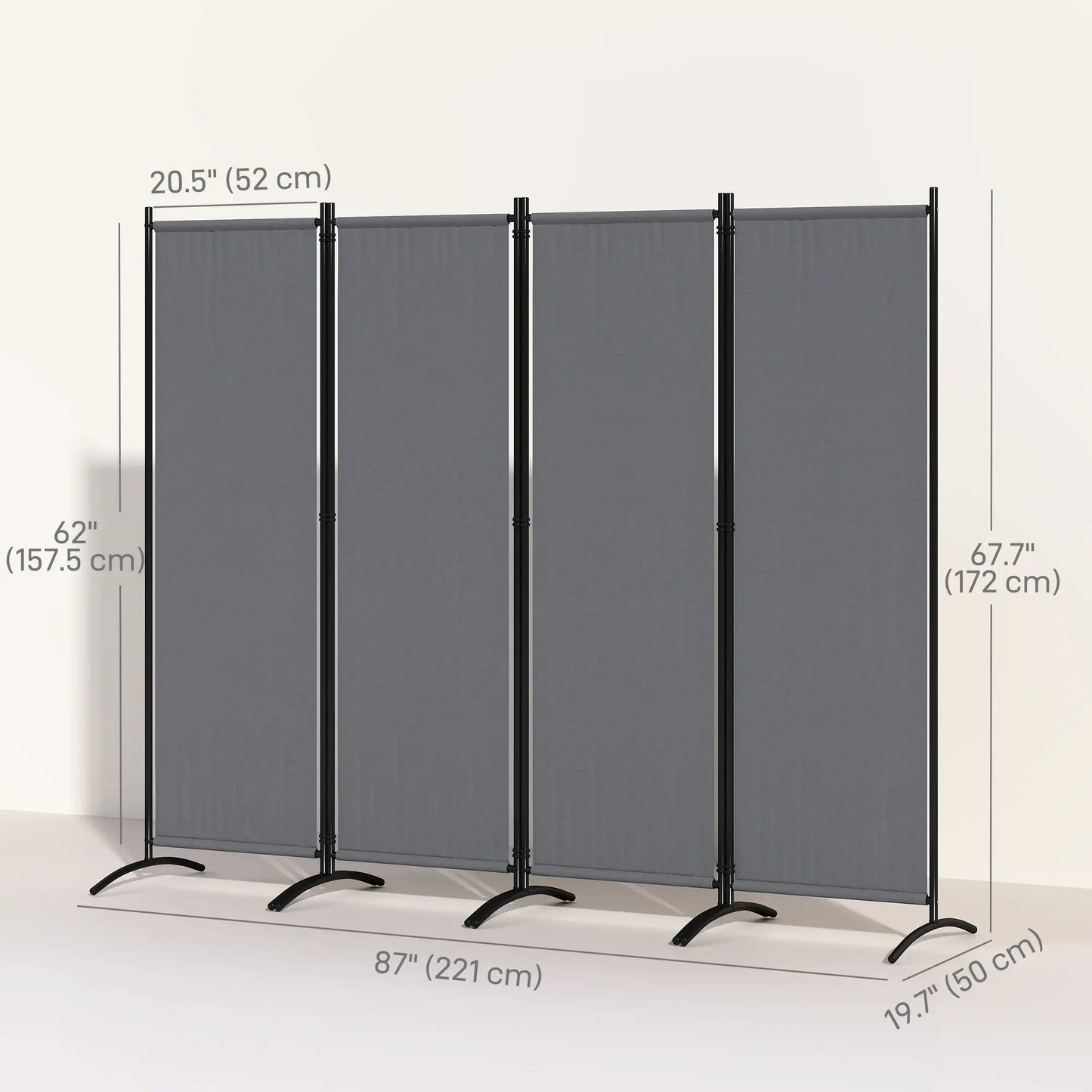Folding Room Divider, Privacy Screen, 5.6FT Tall, Dark Grey Side Awnings at Gallery Canada