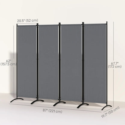Folding Room Divider, Privacy Screen, 5.6FT Tall, Dark Grey Side Awnings at Gallery Canada