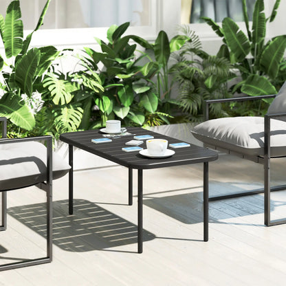 Outdoor Coffee Table, Rectangle Metal Patio Table, All-Weather Slatted Tabletop Patio Side Tables at Gallery Canada