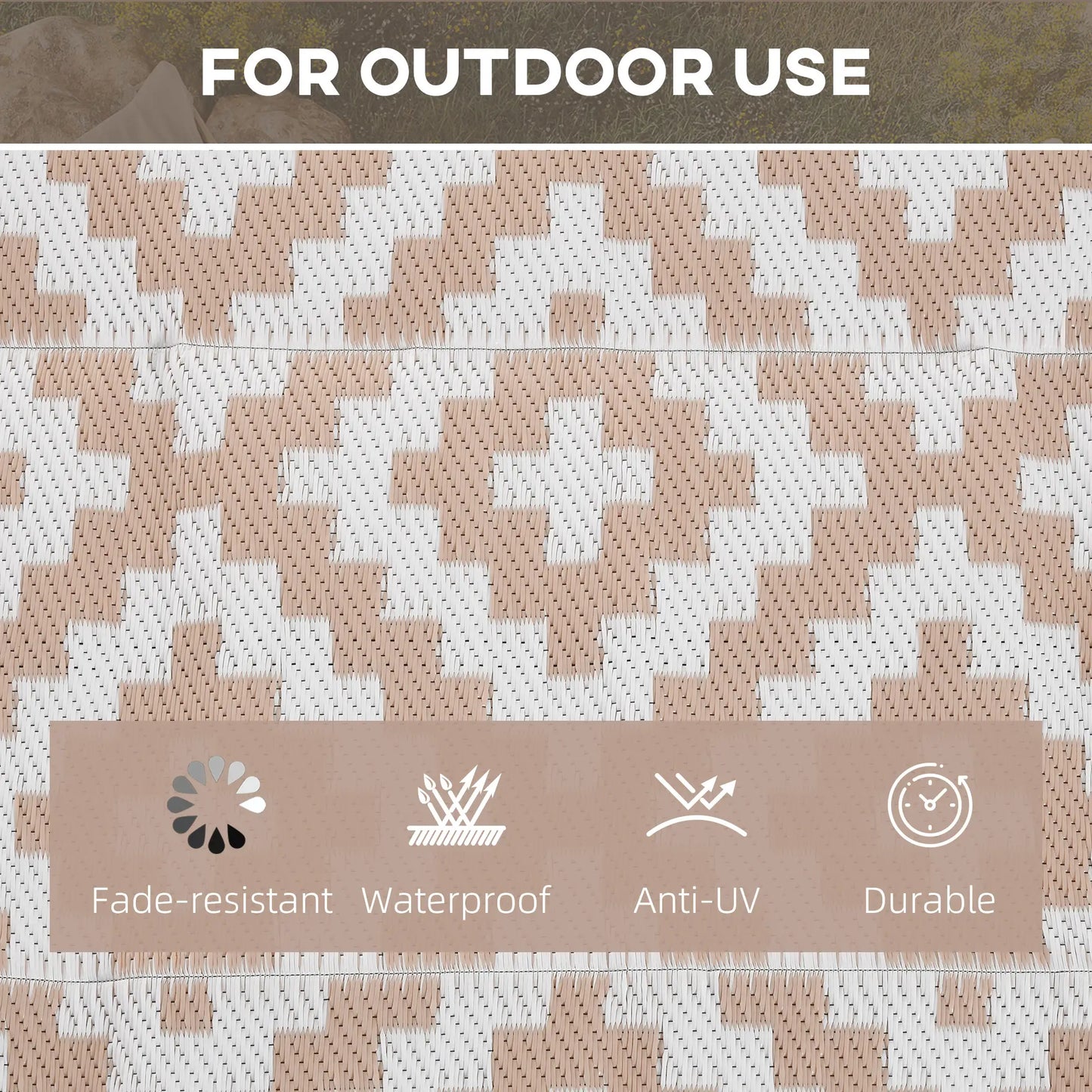 Reversible Outdoor RV Rug, Patio Floor Mat, 6' x 9', White, Coffee Garden Decor at Gallery Canada