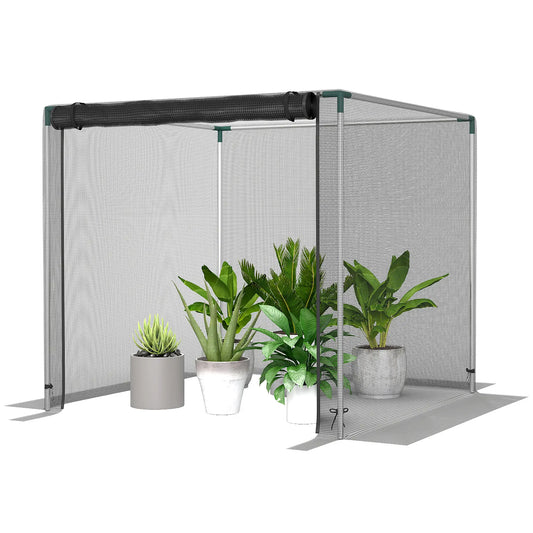 Galvanized Steel Crop Cage, Plant Tent, 4' x 4', Black Crop Cage Silver and Black at Gallery Canada