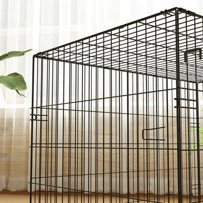 35" Dog Crate, Folding Metal Cage, Removable Tray, Cushion, Black Dog Cages & Crates at Gallery Canada