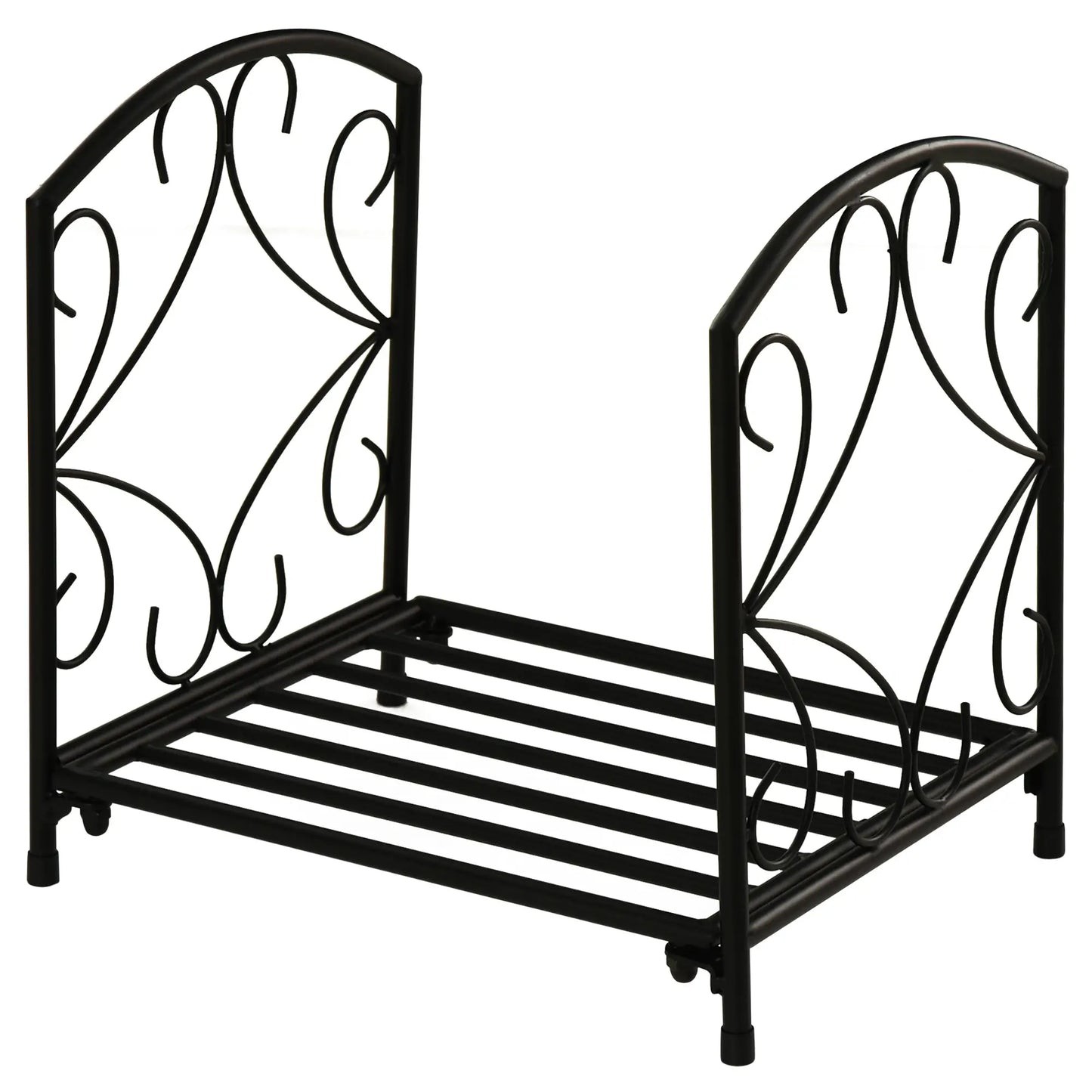 16" Heavy Duty Metal Fireplace Log Holder, Firewood Rack Outdoor, Black Firewood Racks Black at Gallery Canada