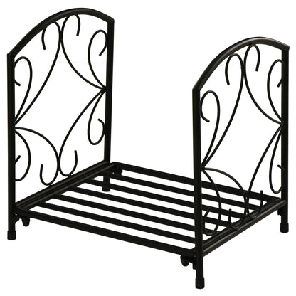 16" Heavy Duty Metal Fireplace Log Holder, Firewood Rack Outdoor, Black Firewood Racks Black at Gallery Canada