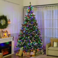 Sapin de Noël de 9 pieds floqué et pré-éclairé, épicéa, double couleur, télécommande, double couleur