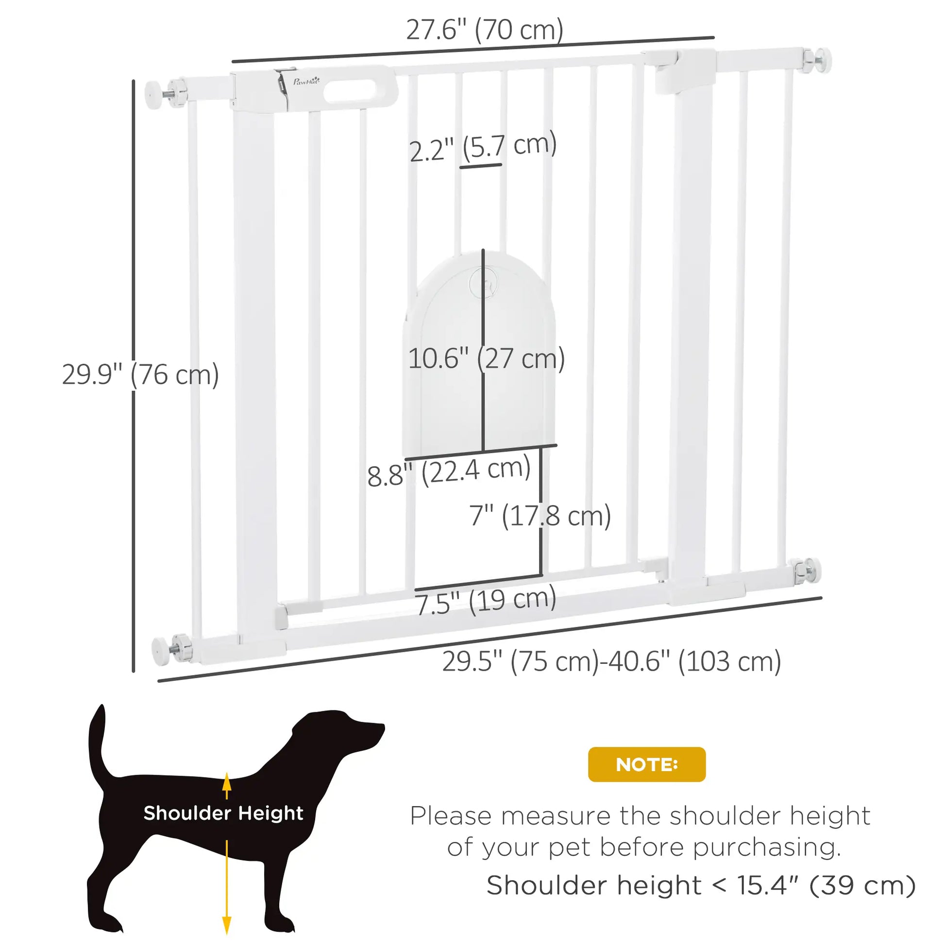 30"-41" Extra Wide Pet Gate, Small Door, 30"H, White Houses, Kennels & Pens at Gallery Canada