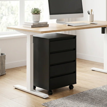 4-Drawer Vertical File Cabinet with Wheels, Black