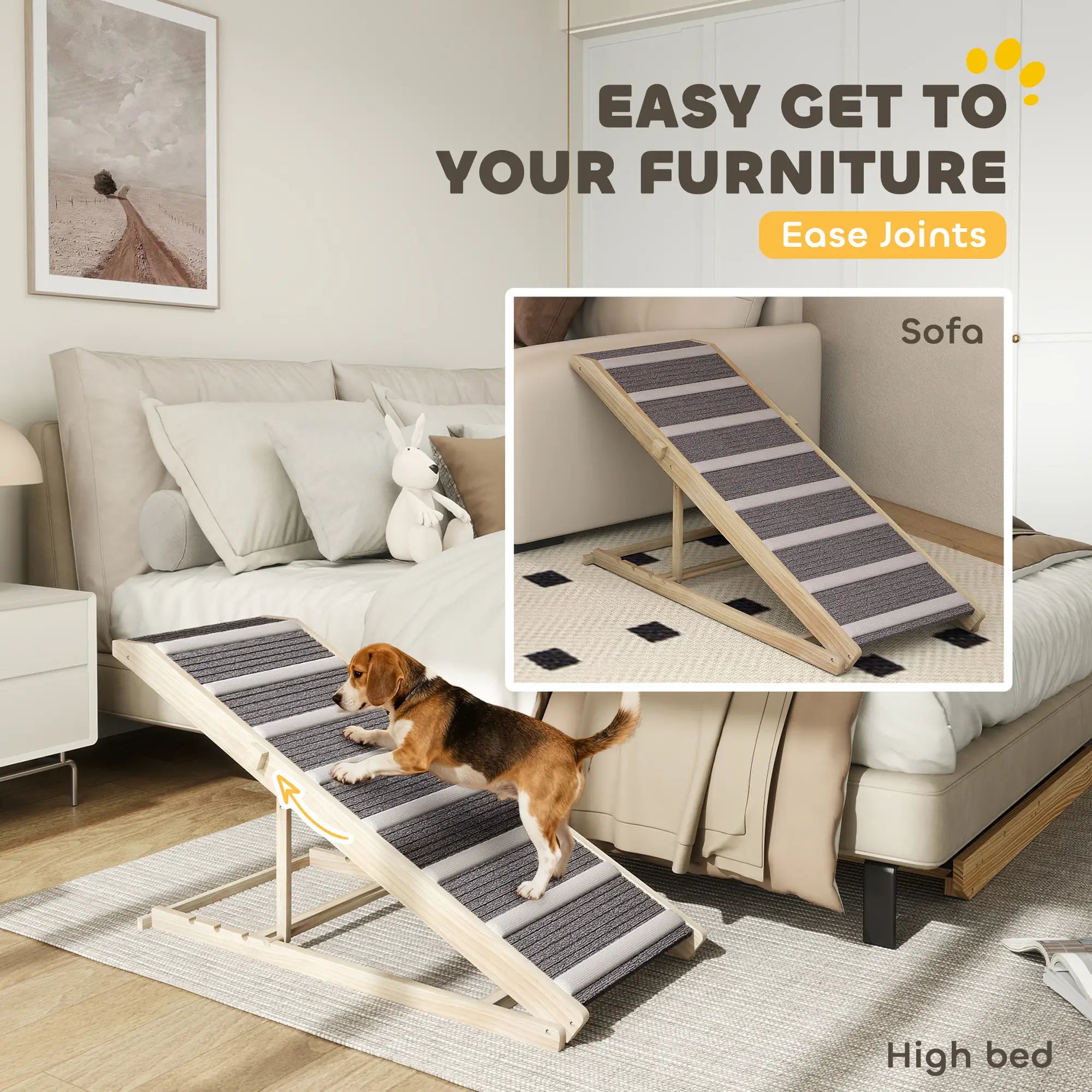 Foldable Dog Ramp For Couch, 4 Adjustable Height 16