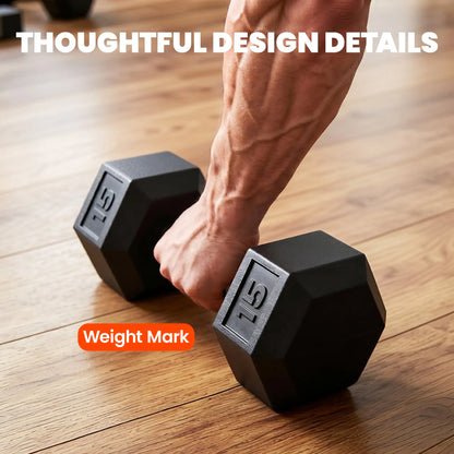 Rubber Dumbbells Weight Set, 30lbs, 2 x 15lbs, Black Dumbbells & Barbells at Gallery Canada