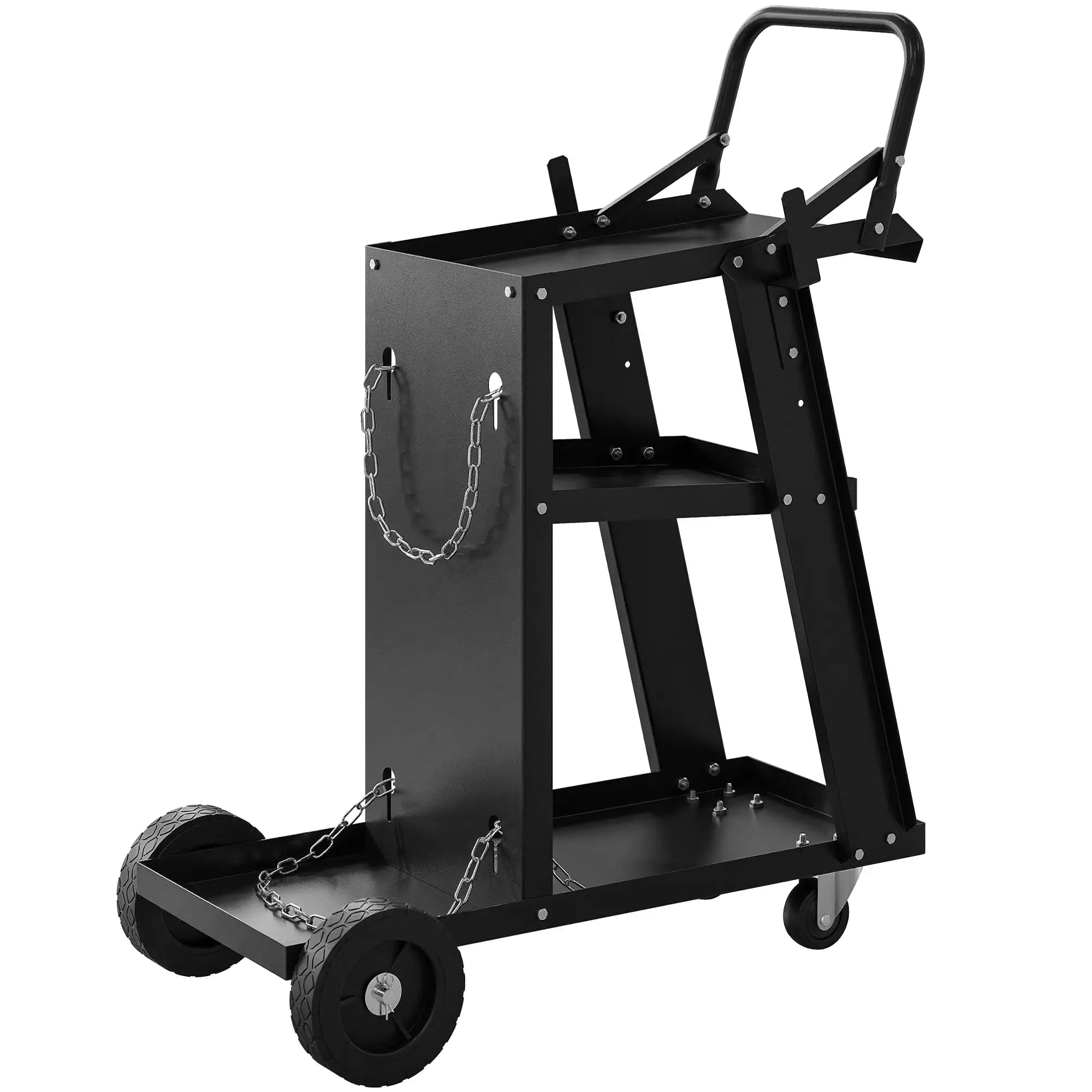 Welding Utility Cart 3-Tier Heavy Duty Rolling Tool Cart with Gas Cylinder Holder Black Tool Organizers at Gallery Canada