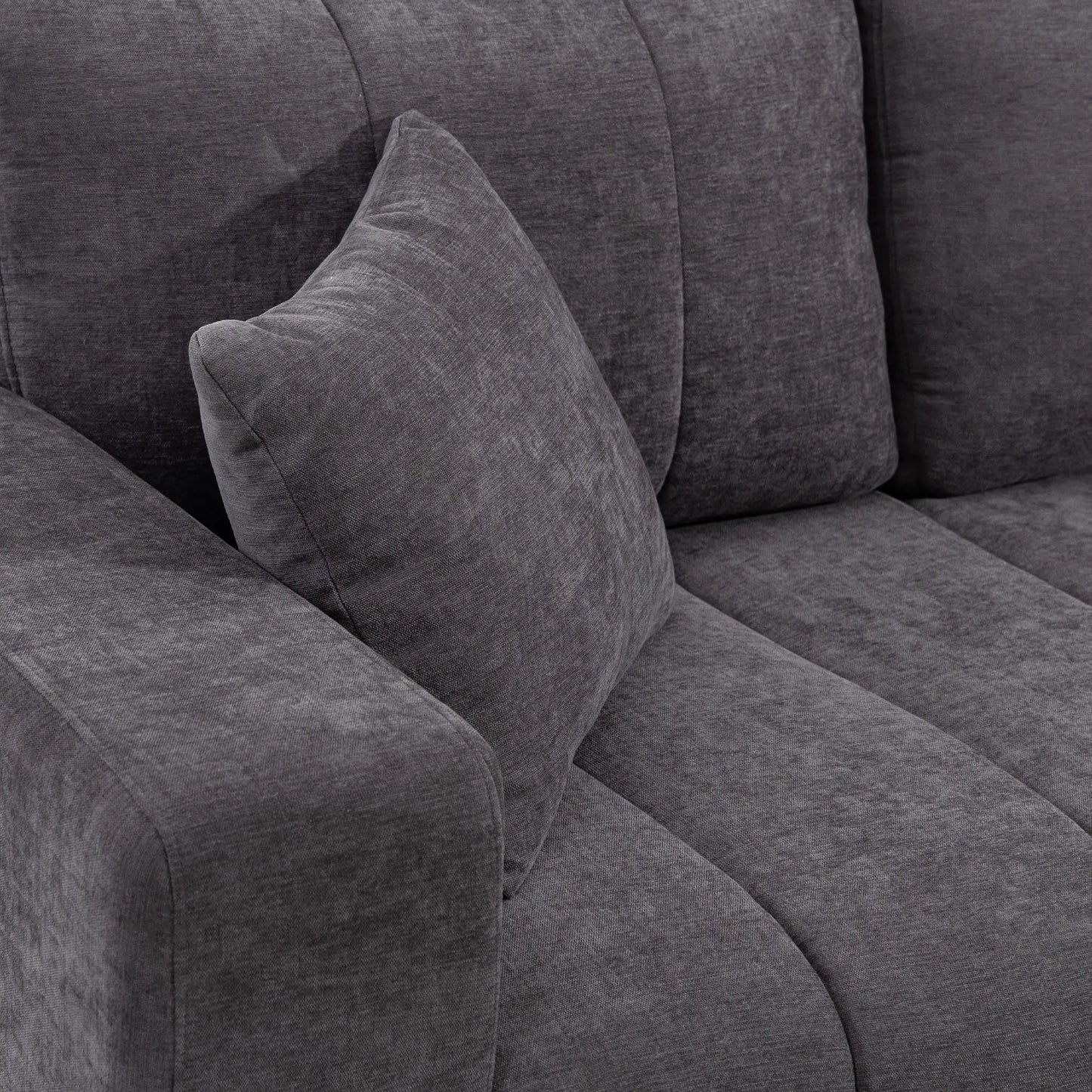 Canapé d'angle 3 places avec méridienne, coussin à ressorts, gris