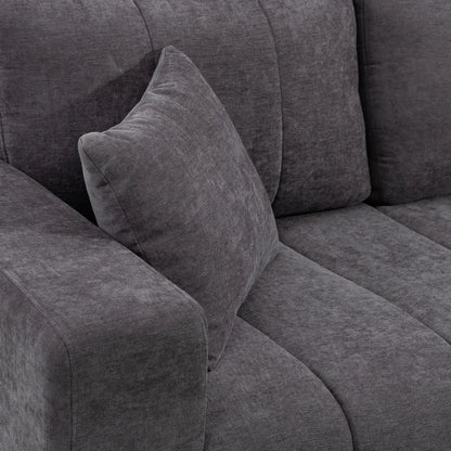 Canapé d'angle 3 places avec méridienne, coussin à ressorts, gris